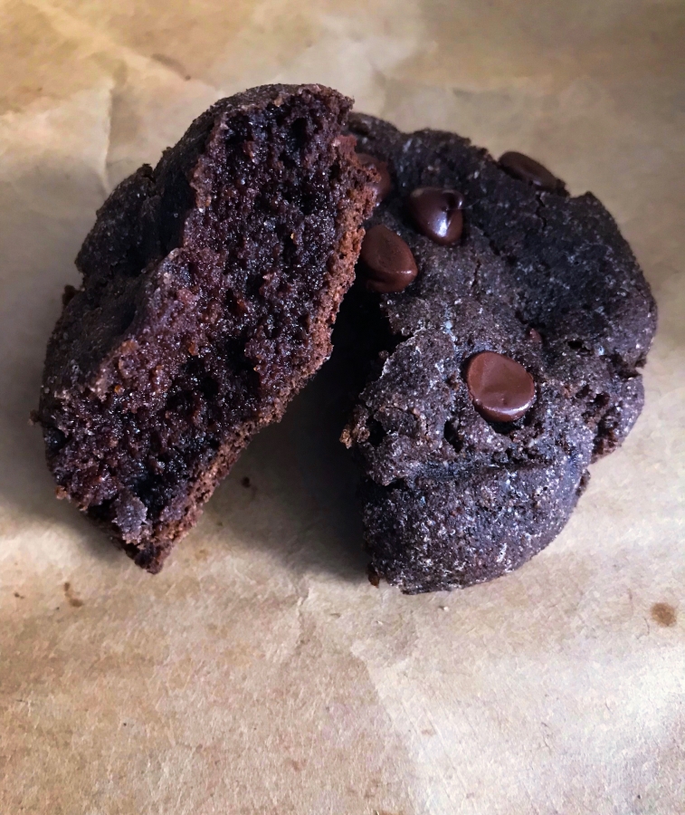 close up of a cookies cut in half