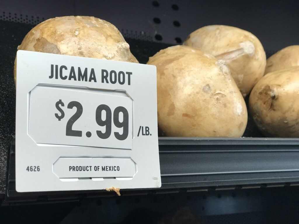 display of jicama root with sale price per pound