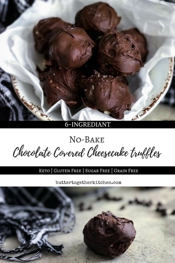 No-Bake Cheesecake Truffles #cheesecake #nobake #ketonobake #ketodessert #fatbomb #nobaketruffle #keto | buttertogetherkitchen