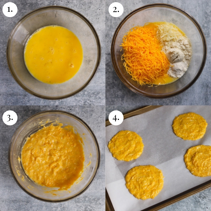 step by step 4 photo image collage on making the keto buns