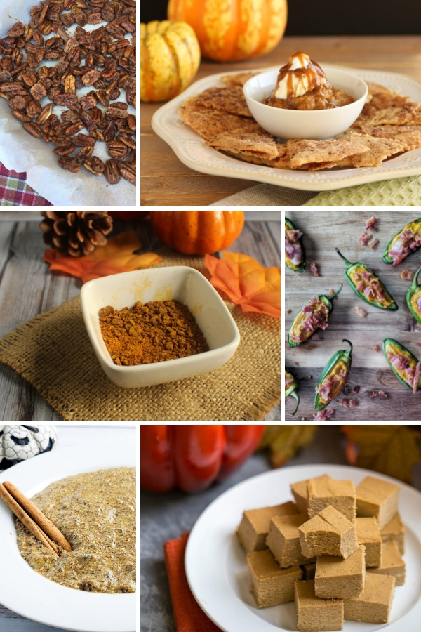 collage of 6 pumpkin snack images