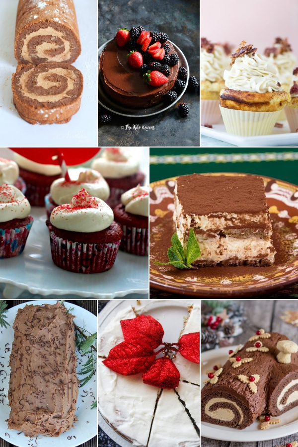 collage of keto cakes for the holidays