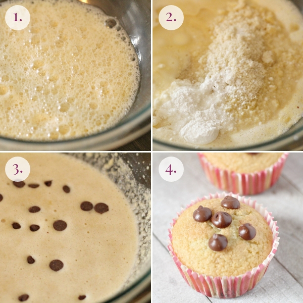 step by step how to make keto chocolate chip muffins