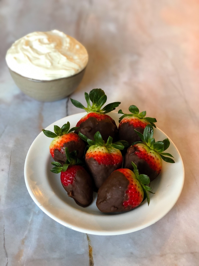 The Best Keto Cheesecake Dip with Chocolate Covered Strawberries