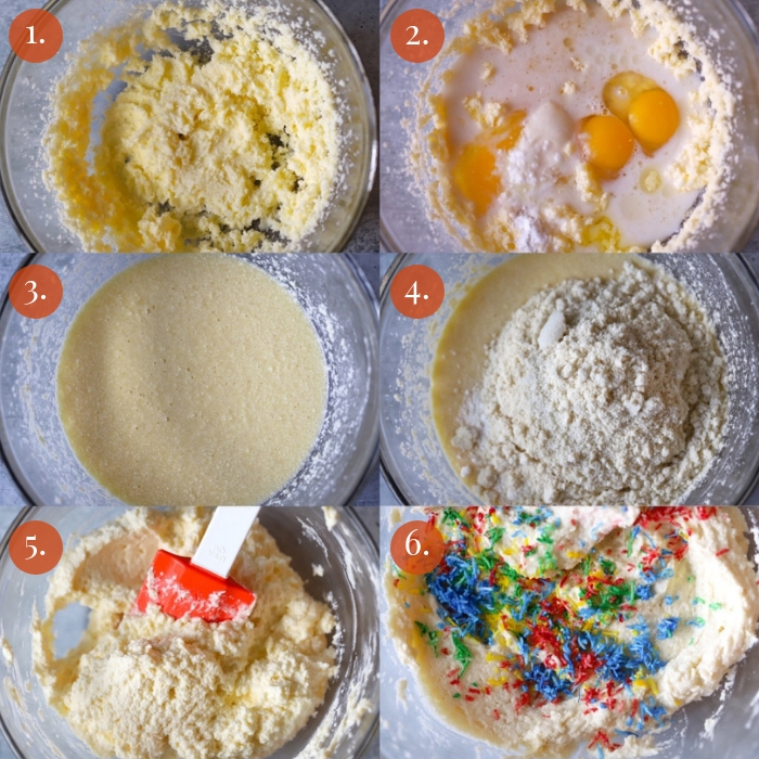 step by step 6 photo collage how to make keto birthday cake 