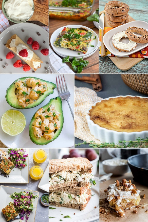 8 photo collage of different brunch recipes