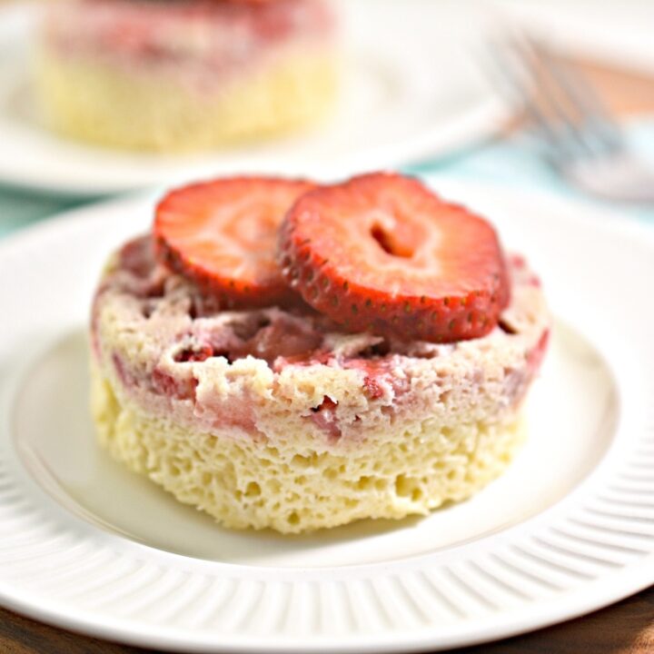 Keto Strawberry Upside-Down Mug Cake
