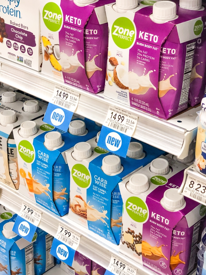 photo of ZonePerfect keto shakes on the shelf at publix