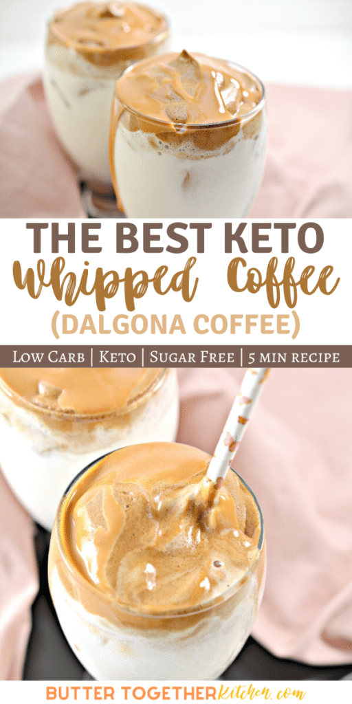 This is the BEST recipe you can make for Keto Whipped Coffee! Coffee lovers will enjoy this creamy and sweet whipped coffee. #ketowhippedcoffee #ketodalgonacoffee #ketocoffee #sugarfreewhippedcoffee 