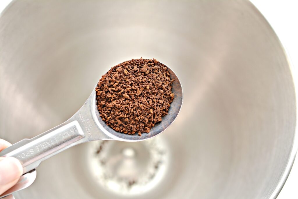 tablespoon of instant coffee over a mixing bowl