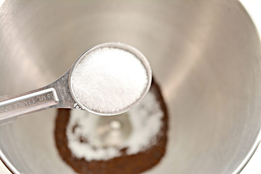 tablespoon of sweetener over a mixing bowl