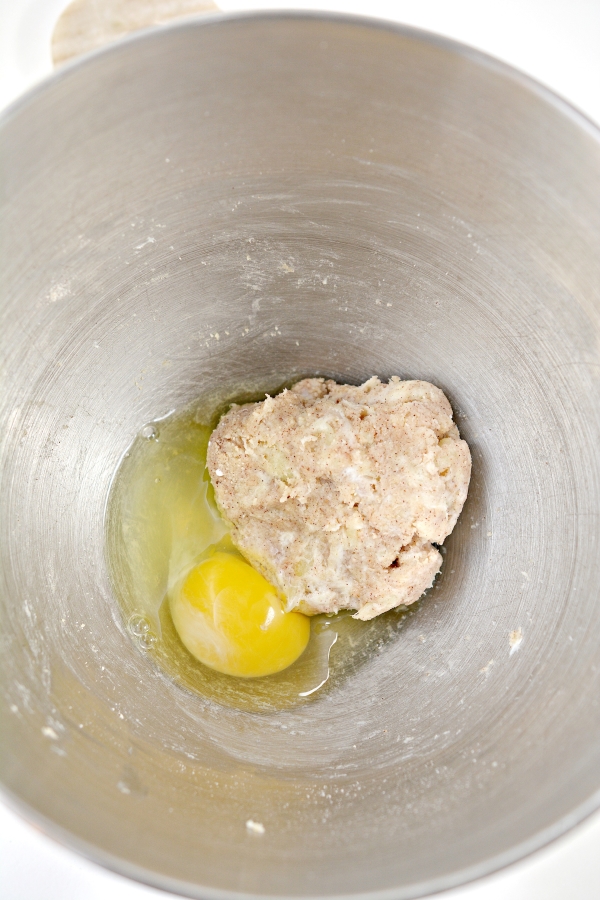 egg yolk with the rest of the ingredients in a mixing bowl