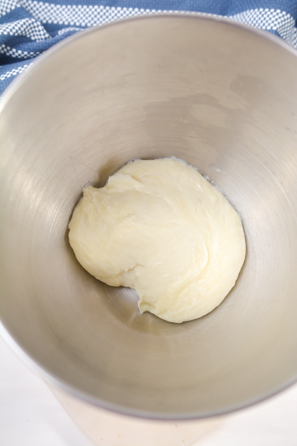 cheese dough in a mixing bowl