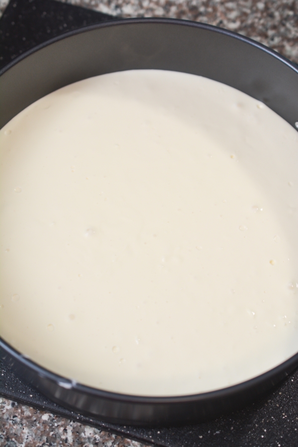 cheesecake batter in springform pan
