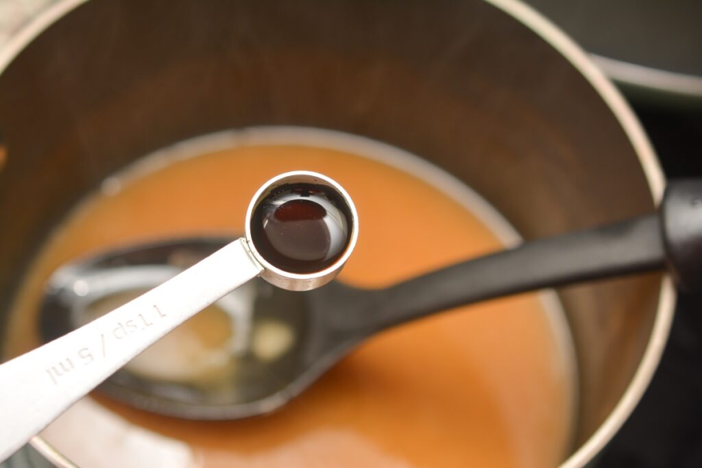 vanilla extract over the pan